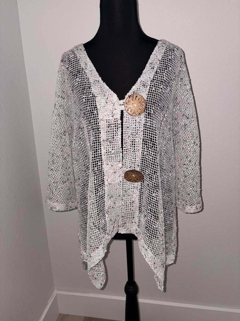 Nina Leonard Coconut Button Knit Cardigan